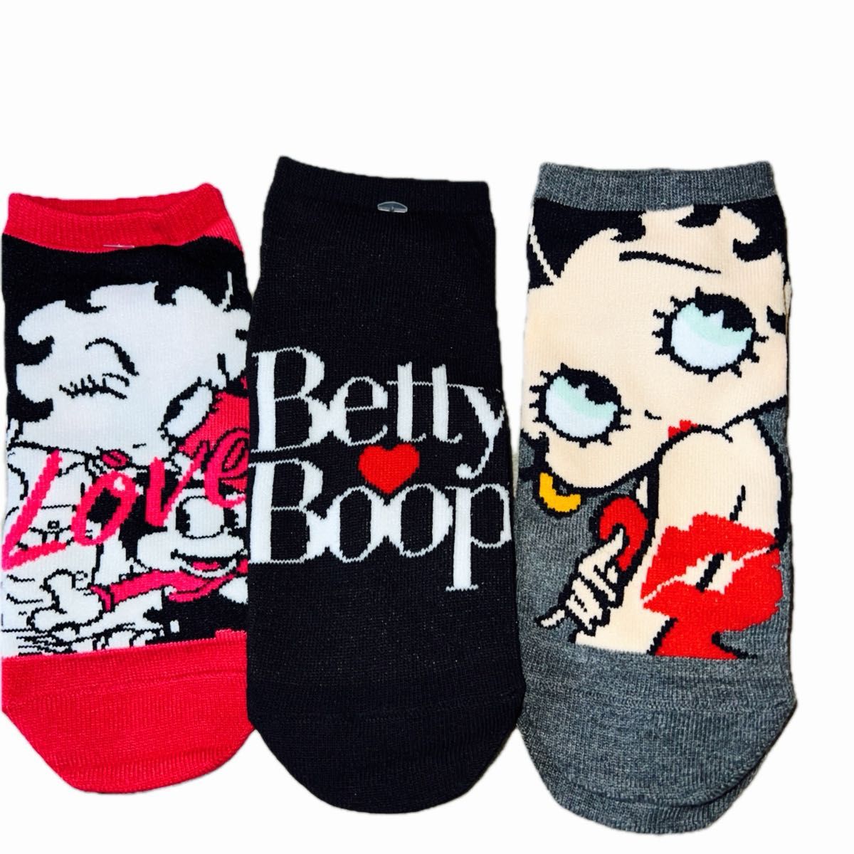 新品未使用 Betty Boop ベティブープ ベティちゃん ショート丈 レディースソックス 靴下 3足セット