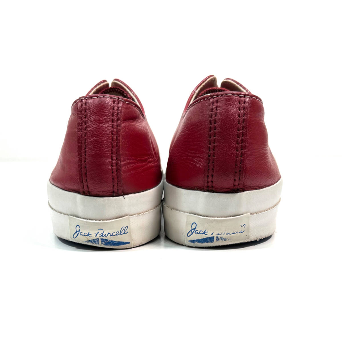 USA製 1990s CONVERSE LEATHER JACK PURCELL US9(27.5cm) Red ヴィンテージコンバース レザーシューズ スニーカー ジャックパーセル 赤_画像4