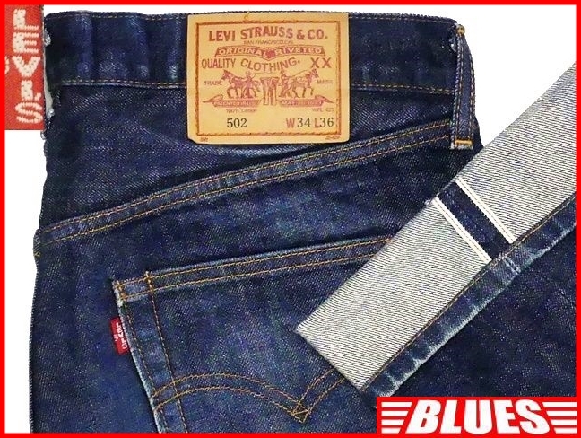 即決★リーバイス502-XX★W34 ビンテージ復刻ジーンズ LEVIS メンズ デニム 赤耳 ビッグE ボタンフライ パンツ セルビッチ 検索:501XX_画像1