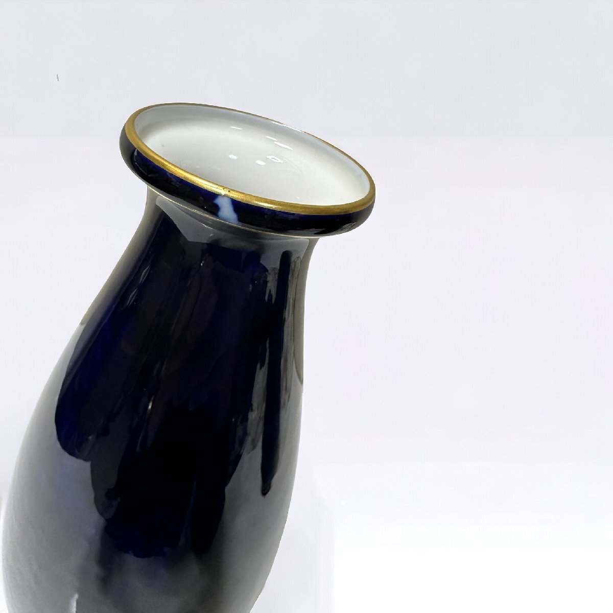 B110 SEVRES セーブル　瑠璃　金彩飾壷　一対　クラウテッドブルー　コバルト　専用ケース付_画像7