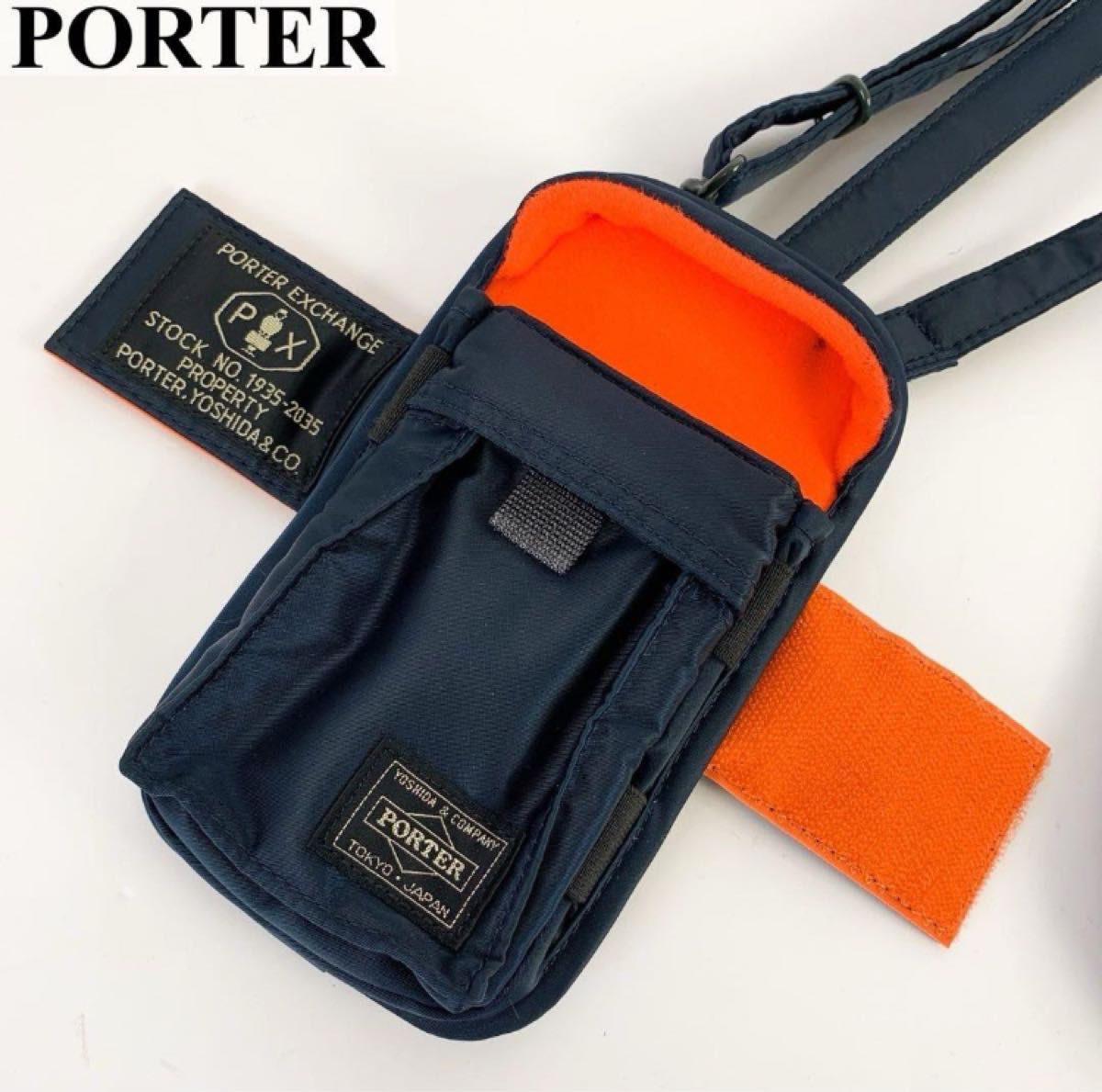 PORTER　ポーター　PX TANKER GPS HOLDER スマートフォンショルダー　ミニバッグ　ネイビー　アイアンブルー