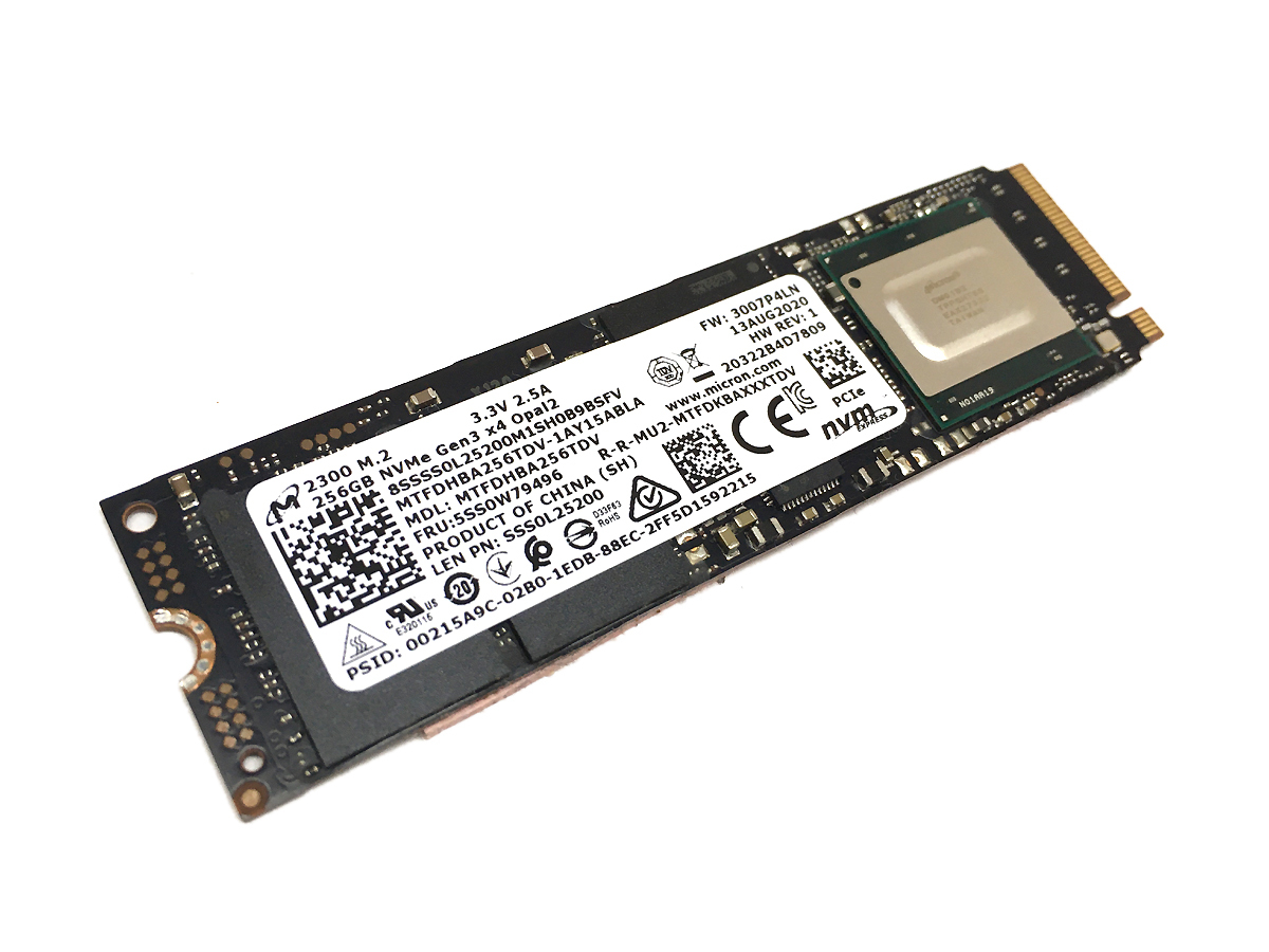 39■Micron MTFDHBA256TDV/256GB/M.2 2280 NVMe SSD/M-KEY/LENOVO純正品/460時間_画像1