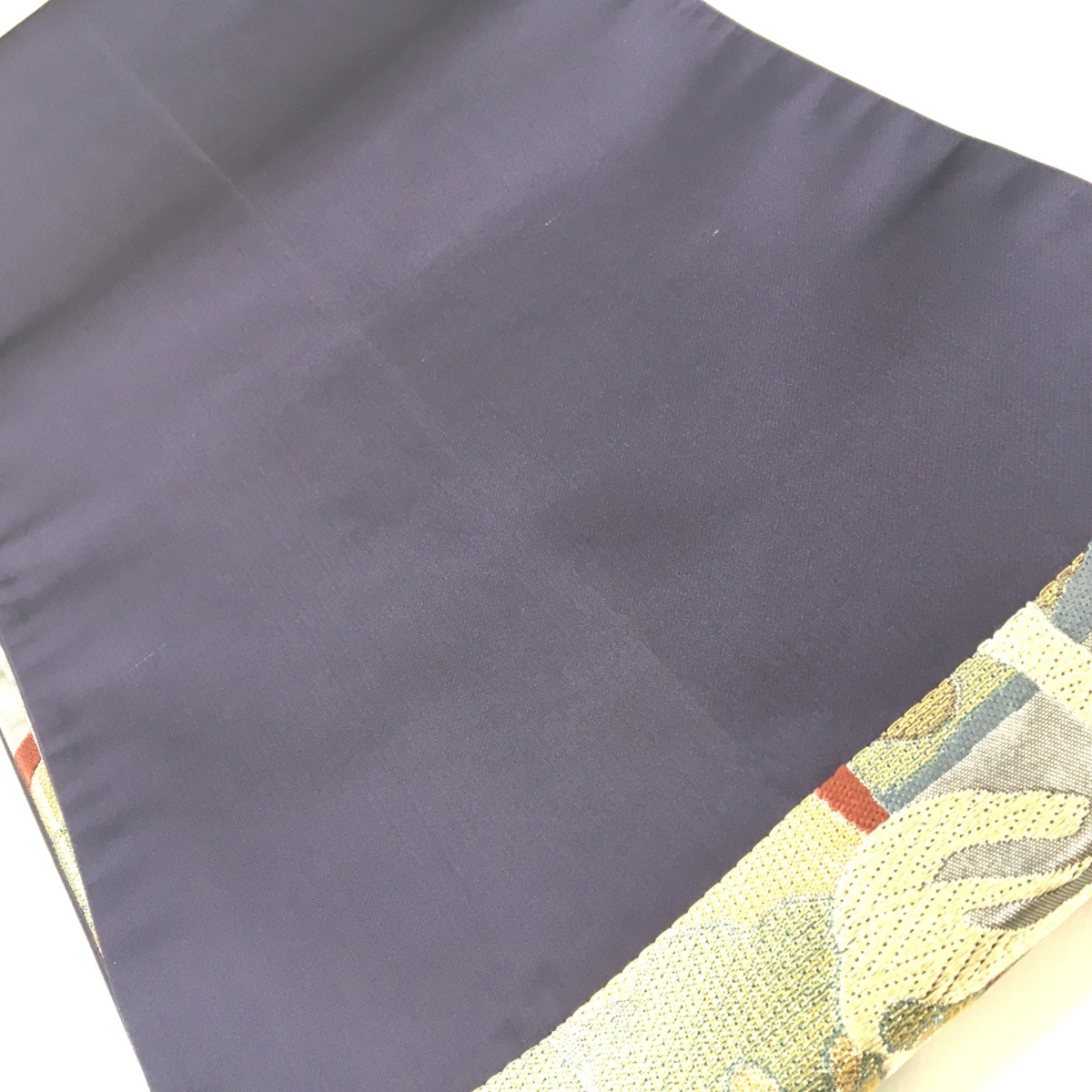 ☆【仕立て済】紫地 松、竹 袋帯 六通 正絹_画像3