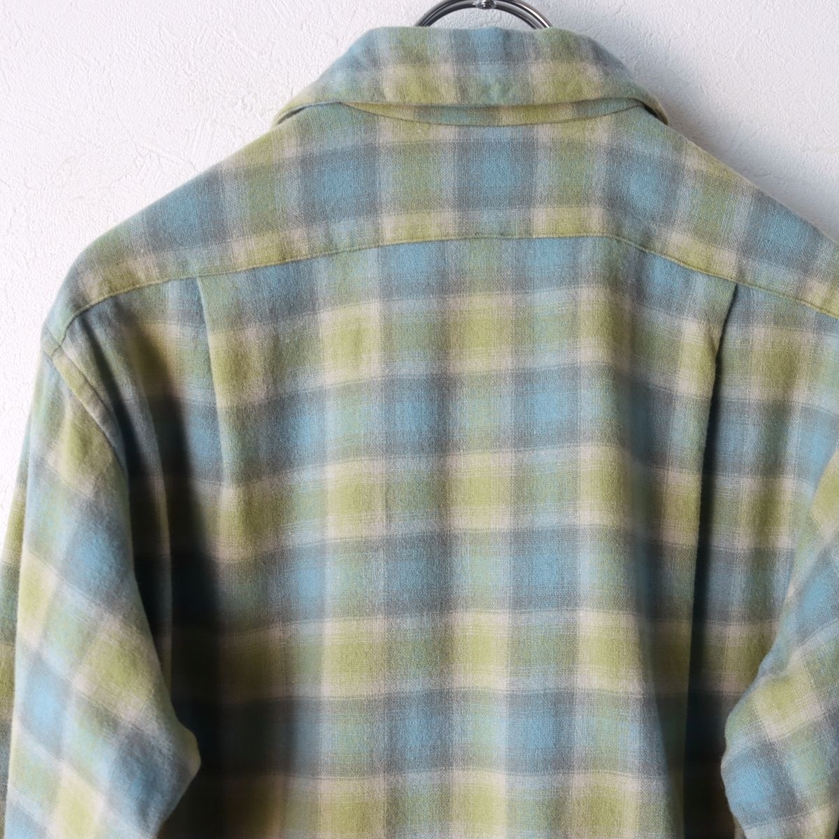 USA製 60s ペンドルトン PENDLETON オンブレ 開襟 ウール シャツ size M / ヴィンテージ 古着 ネルシャツの画像6