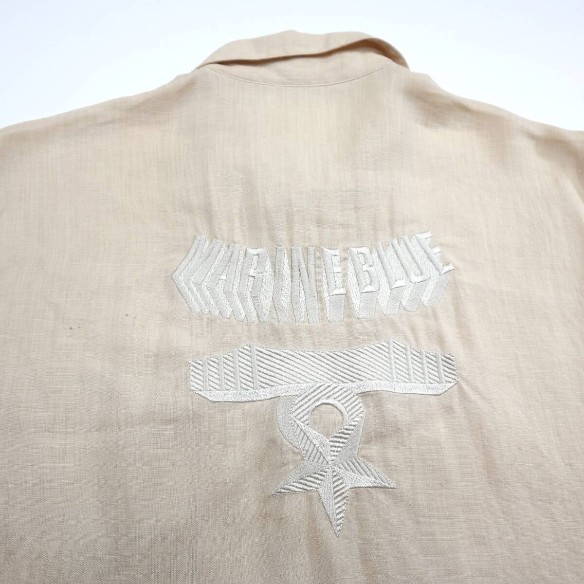  лен 100%*PIASPORTS Piasports спина вышивка ввод короткий рукав linen рубашка / размер 3