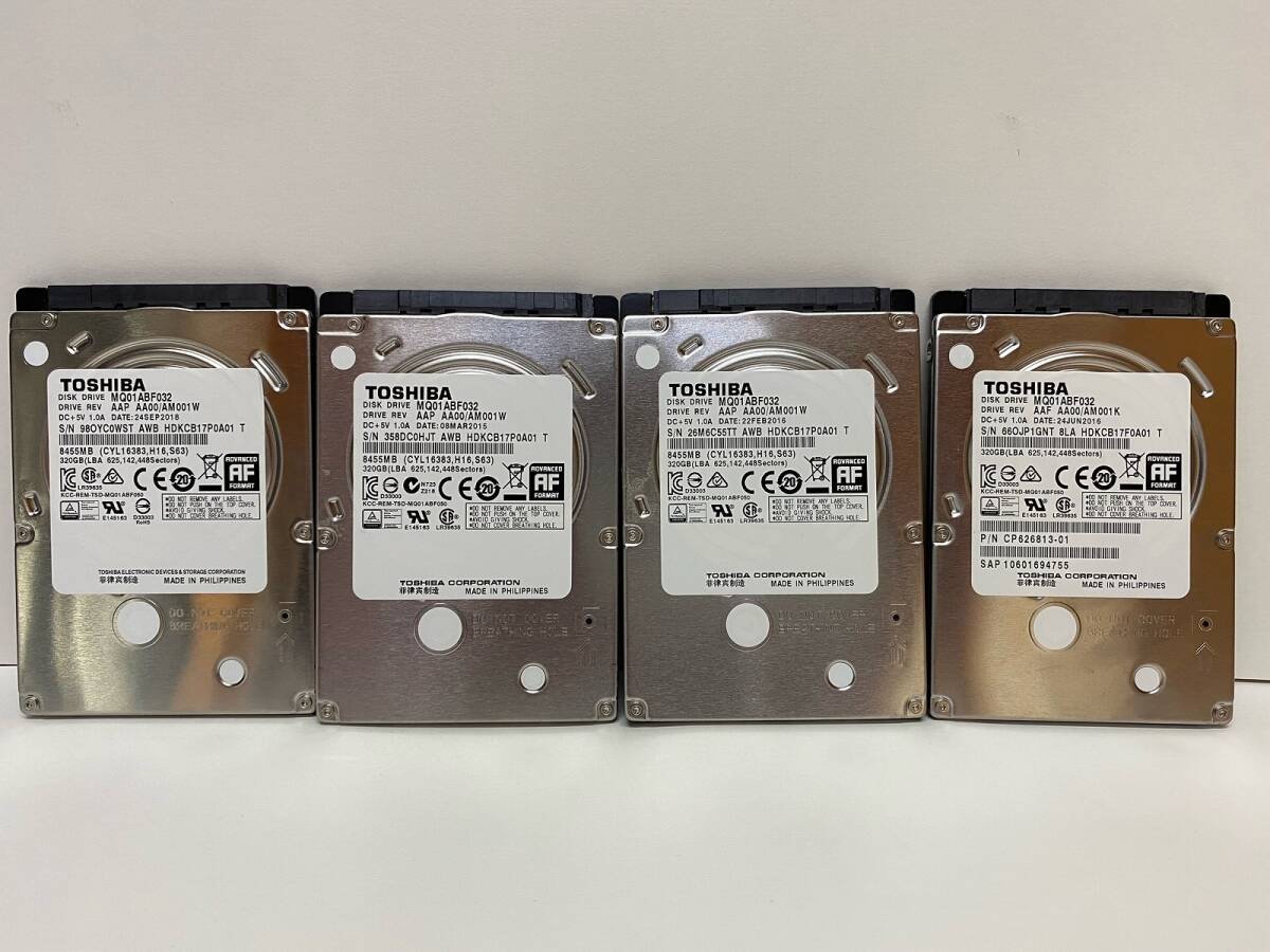 東芝 TOSHIBA HDD 320GB MQ01ABF032 4個セット / 7mm 2.5インチ 正常判定品_画像1