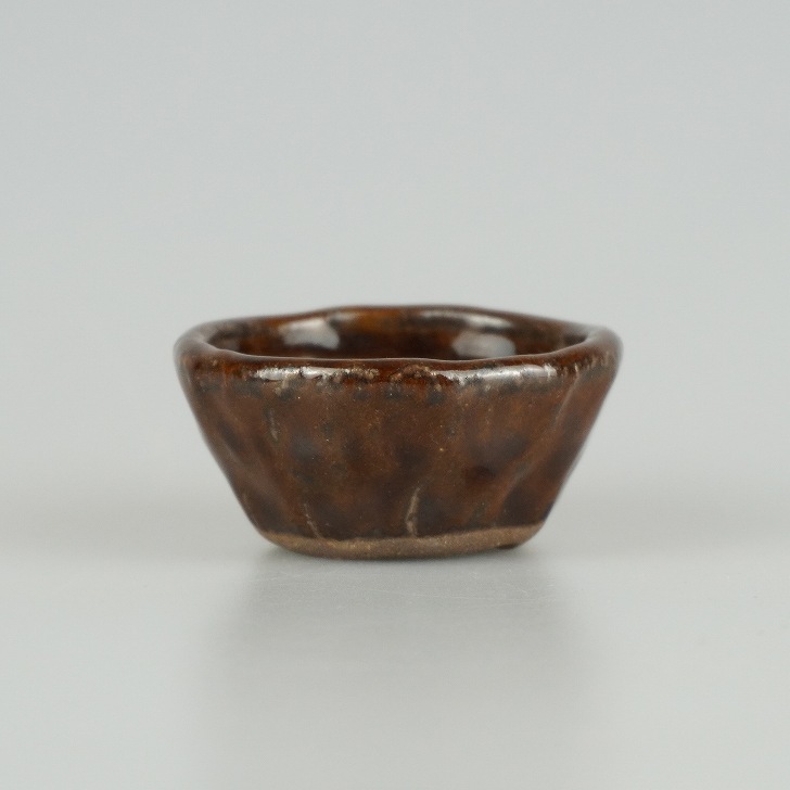 盆栽鉢 呂山 小鉢 長辺 約5.8cm 丸鉢 釉薬 観賞用 現品 新品_画像1