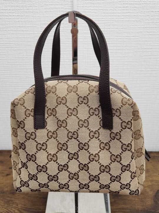 中古品 GUCCI グッチ GGキャンバス ミニハンドバッグ ミニトート ベージュ ブラウン 0513-12-1_画像4