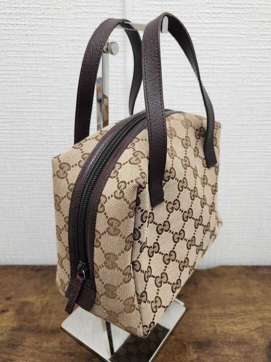 中古品 GUCCI グッチ GGキャンバス ミニハンドバッグ ミニトート ベージュ ブラウン 0513-12-1_画像3