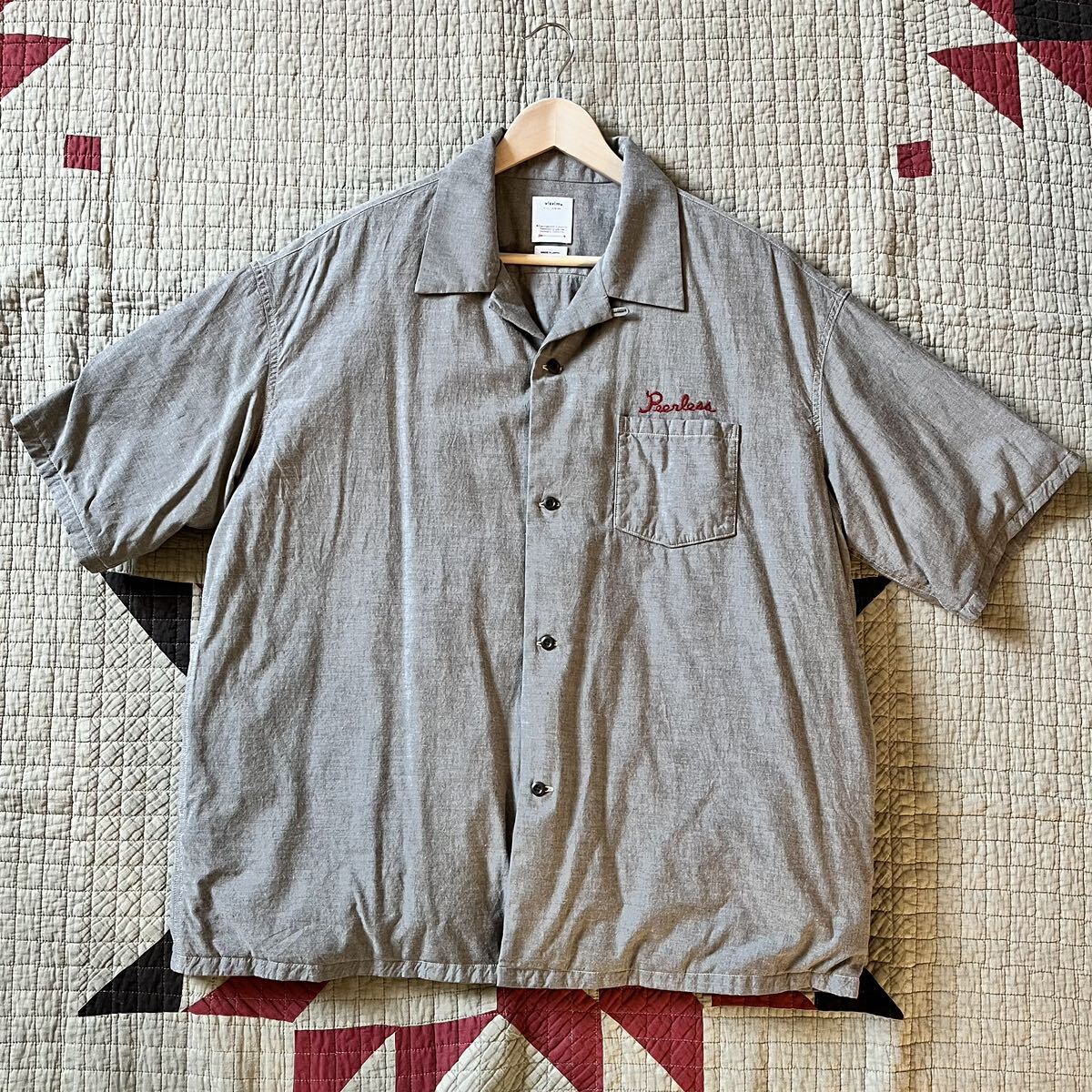 visvim WALLIS DOWN SHIRT S/S 0124105011019 BROWN サイズ4 送料無料_画像1