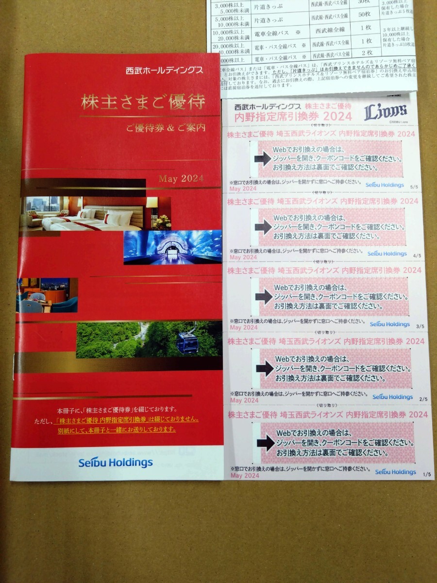 【送料無料ネコポス】最新　西武ホールセール株主優待冊子May 2024　1冊（2024年11月30日迄）＋　内野指定席引換券　5枚　_画像1