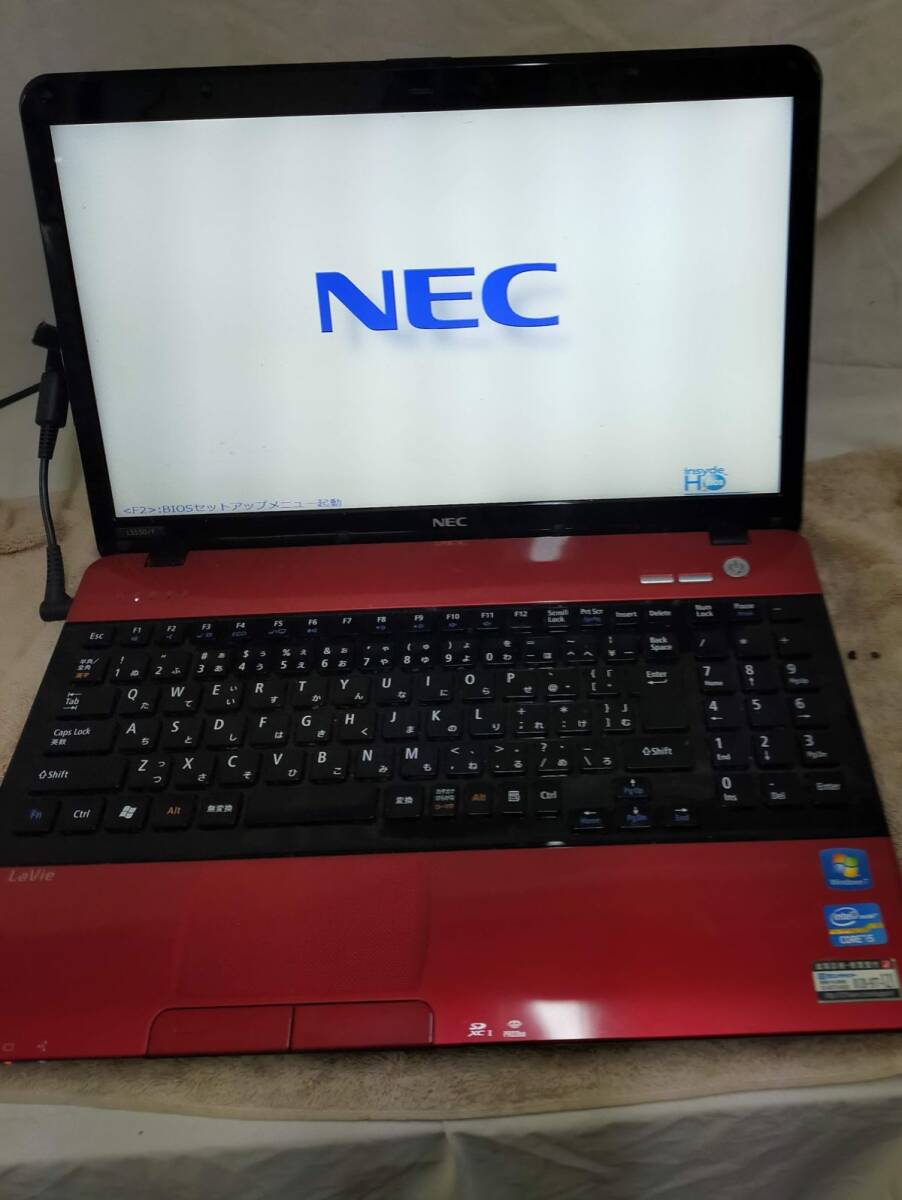 G1-20 HDD欠 NEC PC-LS550FS6R ノートブックパソコン 部品取り 液晶割れなし 本体+メモリー+バッテリー+Aアダプター 4点セット windows7の画像3