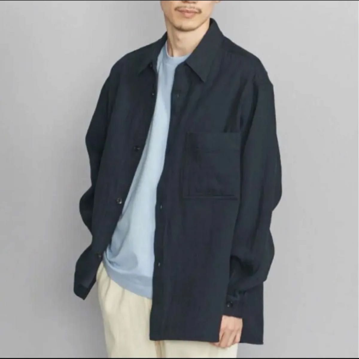 [新品] BY スラブ ダブルガーゼ グランデシャツ NAVY S