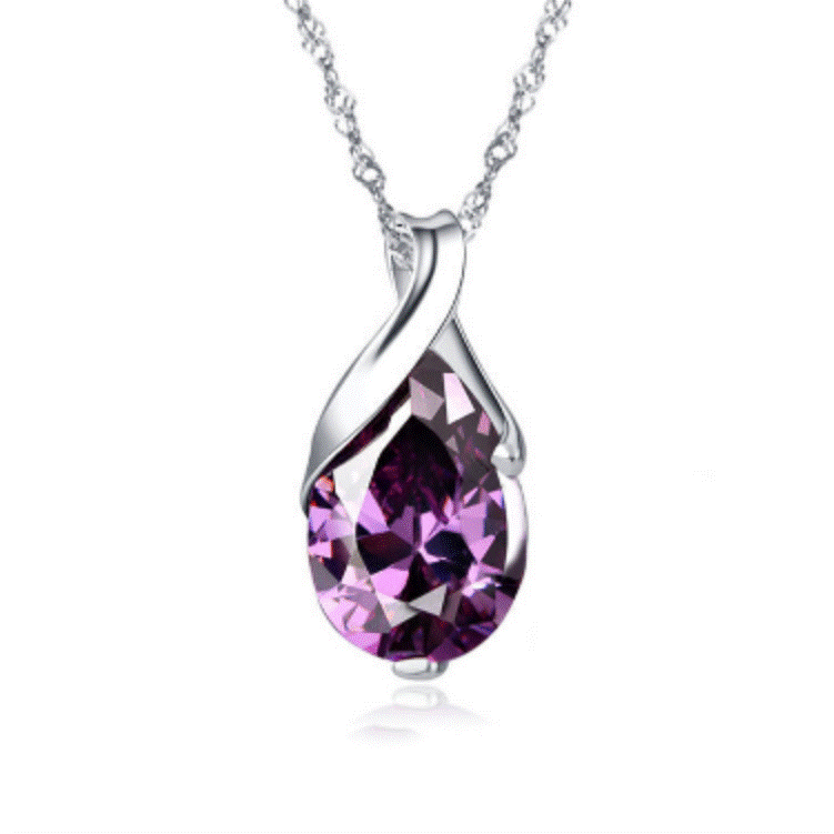 1 jpy start * amethyst pendant lady's necklace purple purple silver 925 pendant top only 150