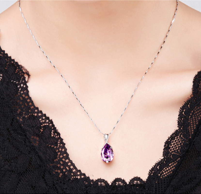 1 jpy start * amethyst pendant lady's necklace purple purple silver 925 pendant top only 150