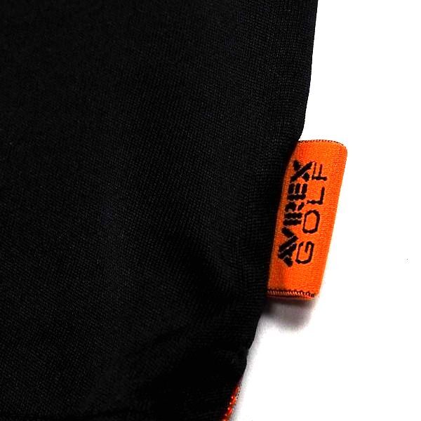 R390 新品 AVIREX GOLF アヴィレックス ゴルフ 背面カモプリント モックネック ストレッチ シャツ ロゴ刺繍 吸汗速乾 L ブラック