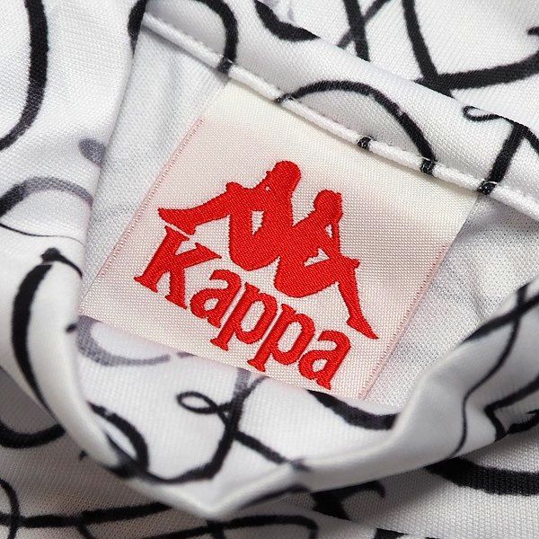 R394 新品 Kappa GOLF カッパ ゴルフ ストレッチ 半袖 モックネックシャツ 総柄 ゴルフウエア 吸汗速乾 抗菌防臭 L ホワイト_画像4