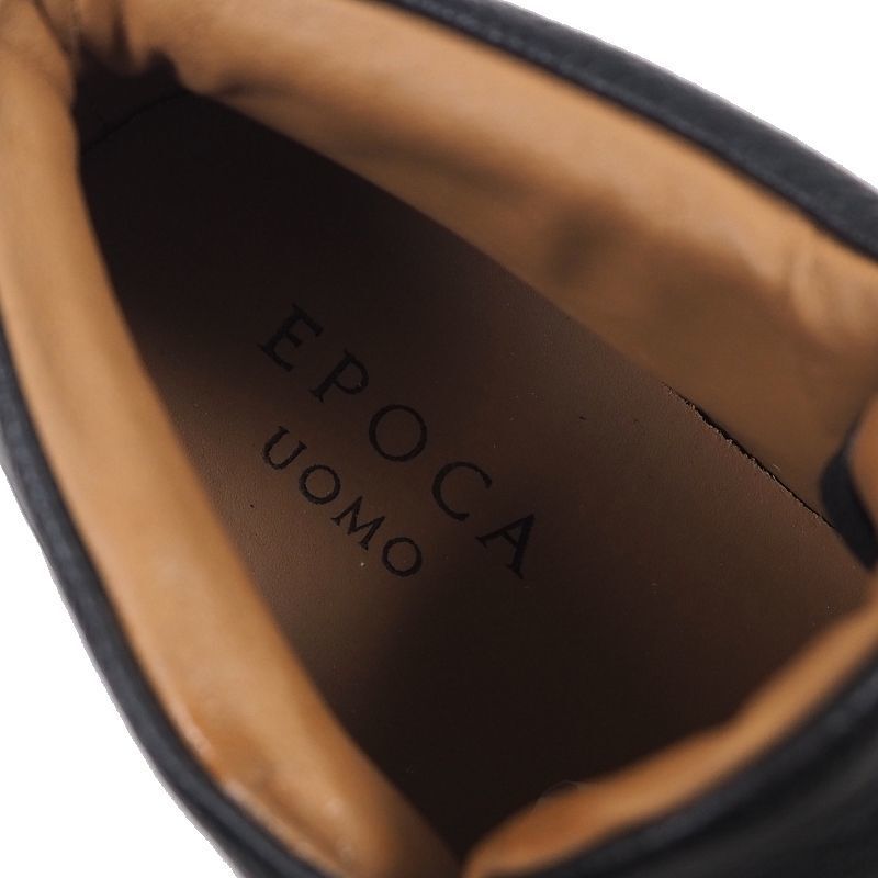 P130 新品 定価5.9万 エポカウォモ 牛革 レザー マウンテンブーツ 41(26cm) イタリア製 EPOCA UOMO ブラック
