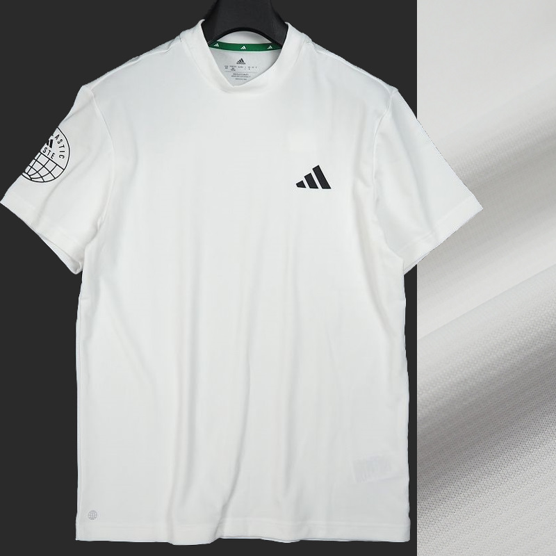 R356 新品 アディダスゴルフ モックネック シャツ 半袖 (サイズ:L) adidas GOLF ゴルフウェア ホワイトの画像1