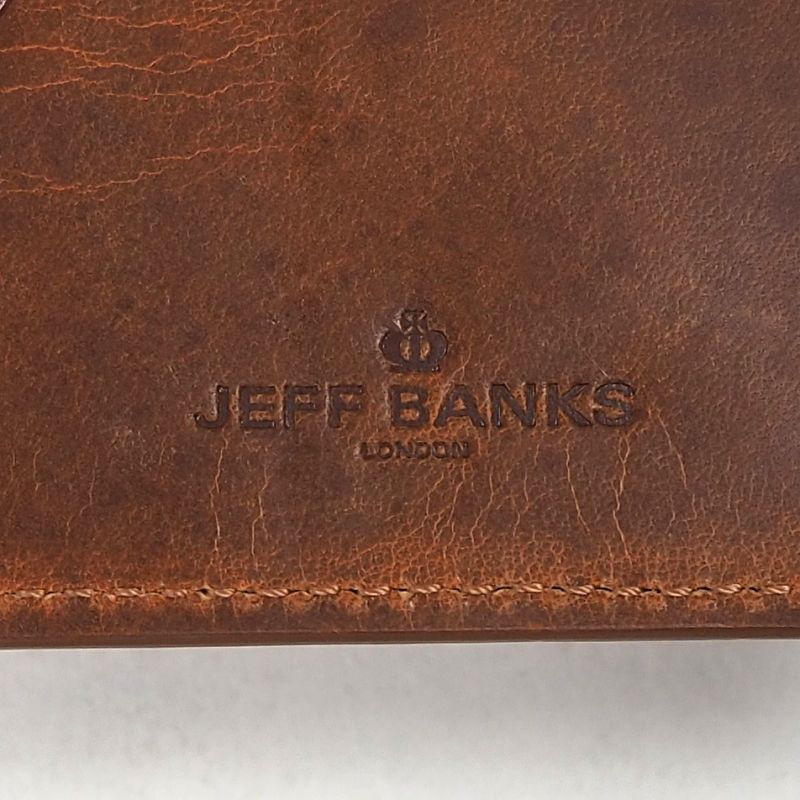 未使用 ジェフバンクス 牛革 三つ折り 財布 レザー JEFF BANKS キャメル JBP073