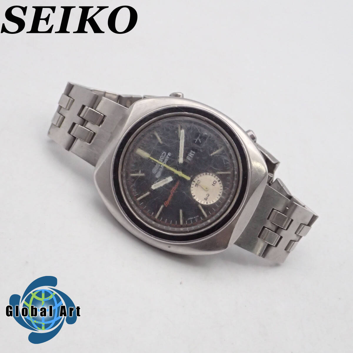 え04185/SEIKO セイコー/5スポーツ/スピードタイマー/自動巻/メンズ腕時計/クロノグラフ/文字盤 ブラック/6139-8002の画像1