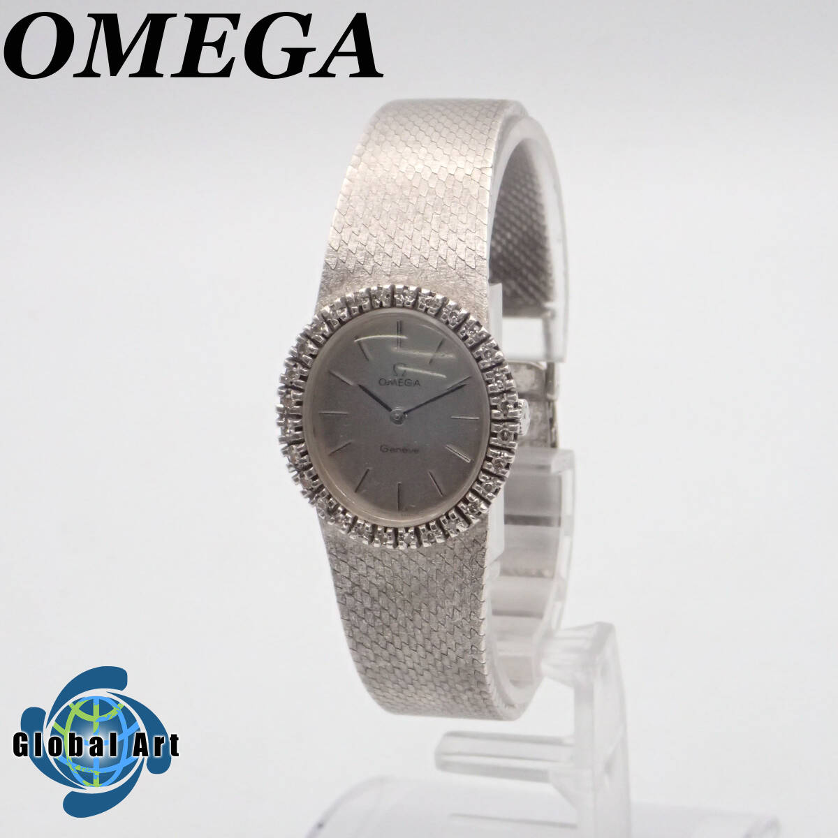 え04167/OMEGA オメガ/ジュネーブ/手巻き/レディース腕時計/750 18K/ダイヤベゼル/文字盤 シルバー_画像1