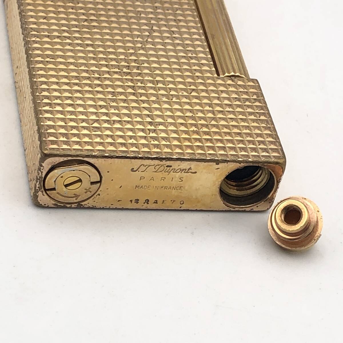 *E05019/S.T.Dupont Dupont / gas lighter / line 2/ Gold / box attaching / spark OK