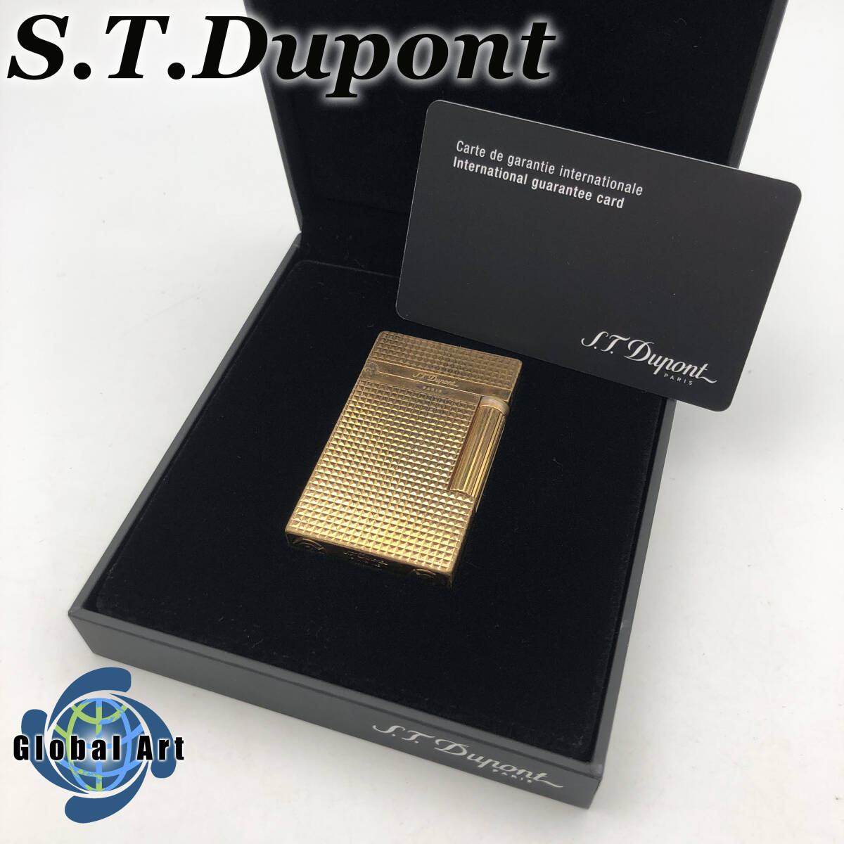 *E05019/S.T.Dupont Dupont / gas lighter / line 2/ Gold / box attaching / spark OK