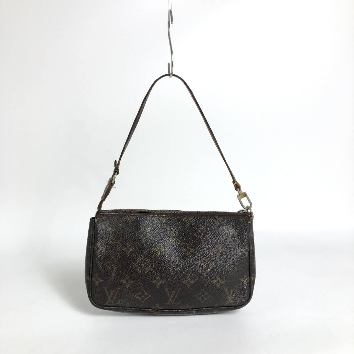 ●5D026/LouisVuitton ルイヴィトン/ポシェットアクセソワール/ハンドバッグ/小物入れ/LVロゴ/モノグラム/ゴールド金具/レザー/ブラウン/茶_画像2