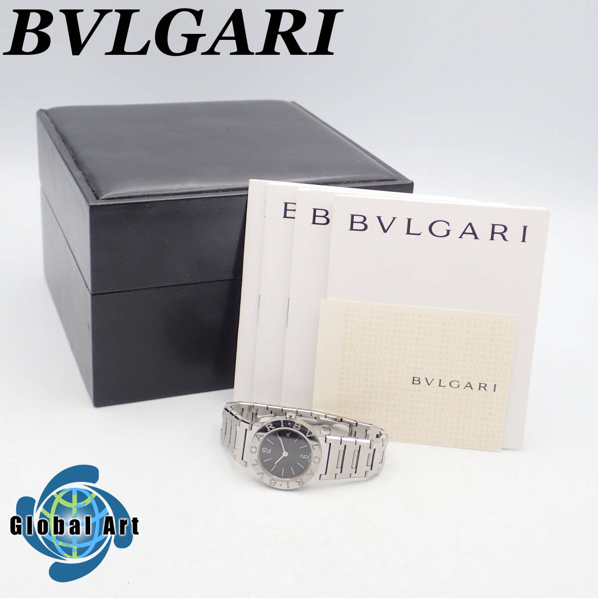 え05062/BVLGARI ブルガリ/ブルガリブルガリ/クオーツ/レディース腕時計/文字盤 ブラック/箱・取扱説明書付_画像1