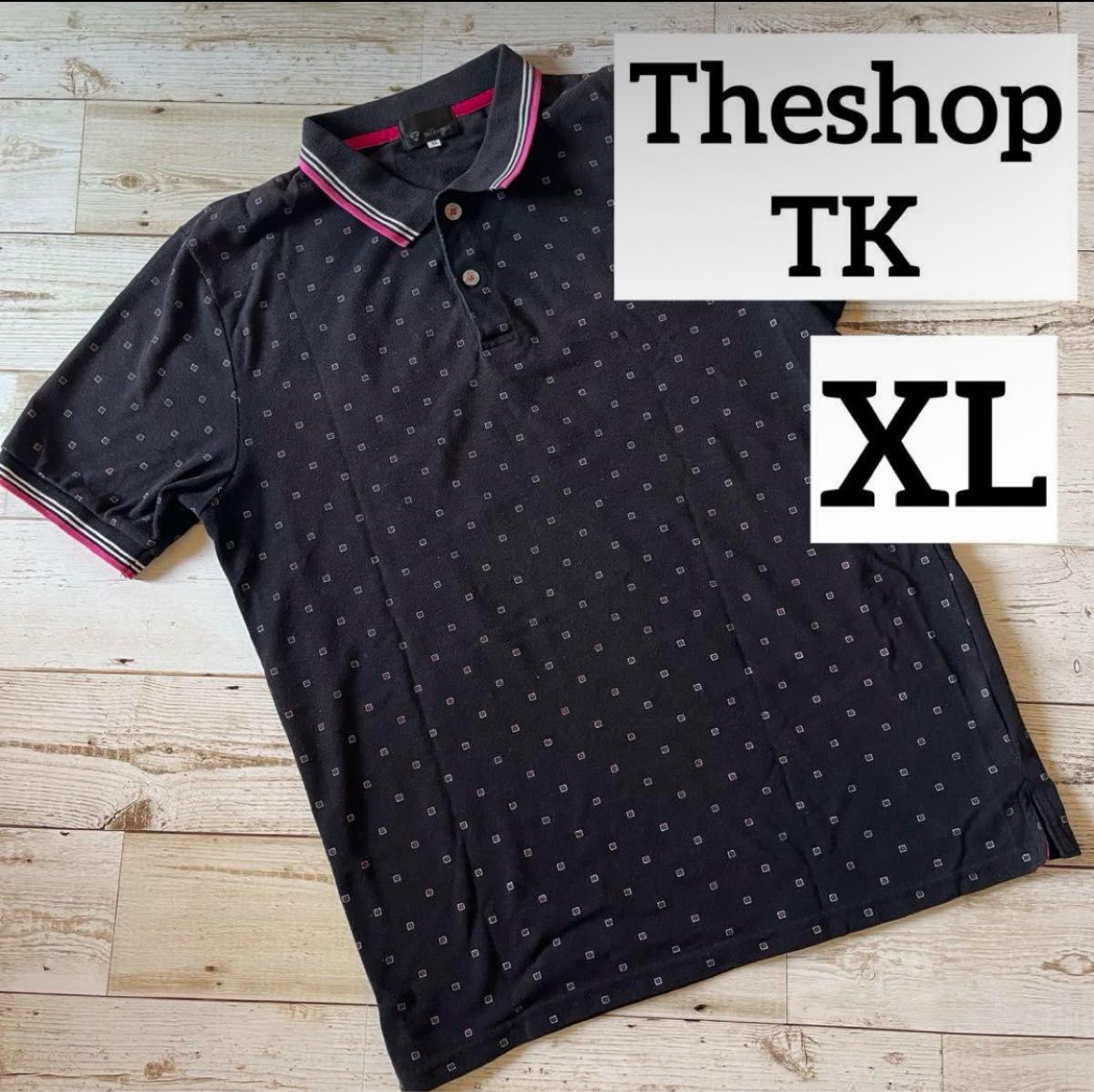 【メンズ】THE SHOP TK 半袖ポロシャツ XL 黒