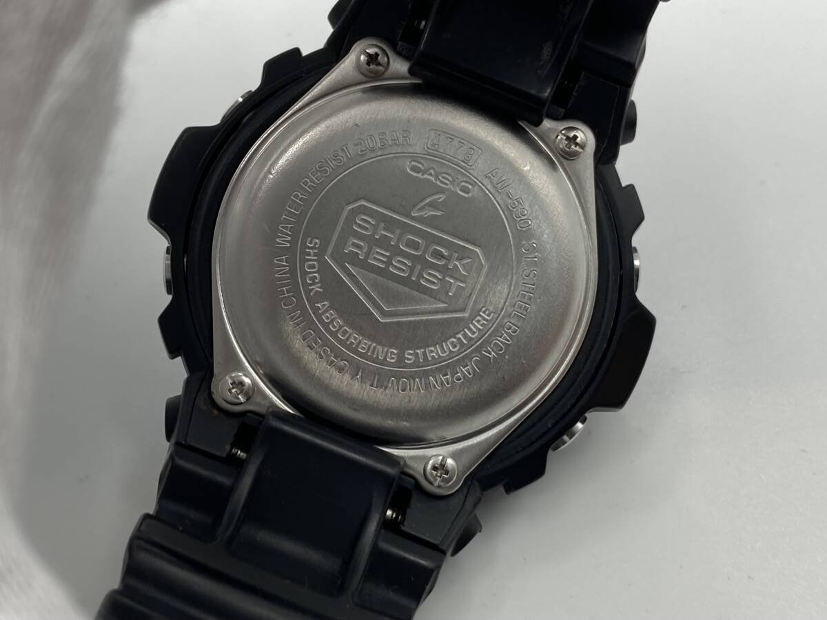 1円〜 動作品 CASIO G-SHOCK／カシオ G-ショック アナデジ AW-590 クォーツ メンズ腕時計の画像4