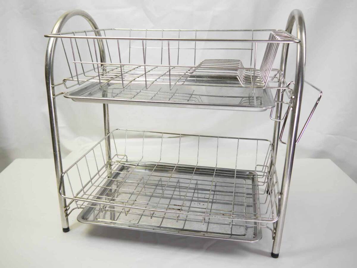 キッチン用品】ステンレス製水切りバスケット(2段式)カゴ キッチン用品】ステンレス製水切りバスケット(2段式)カゴ