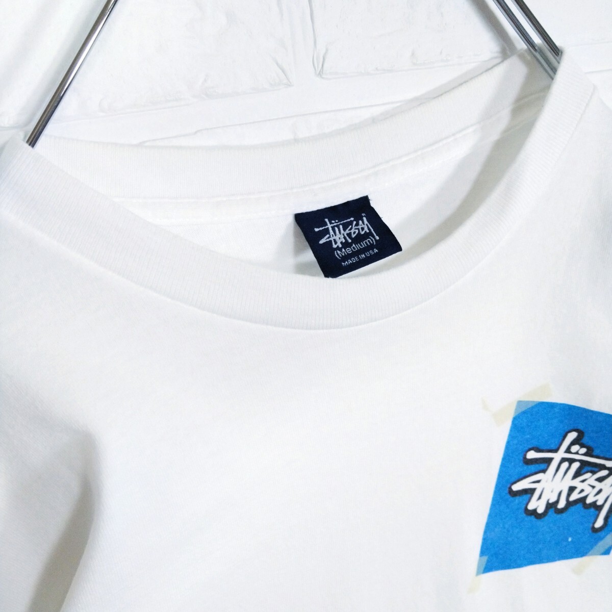 【STUSSY】90s'紺タグ USA製 スクエアロゴ　Tシャツ_画像5