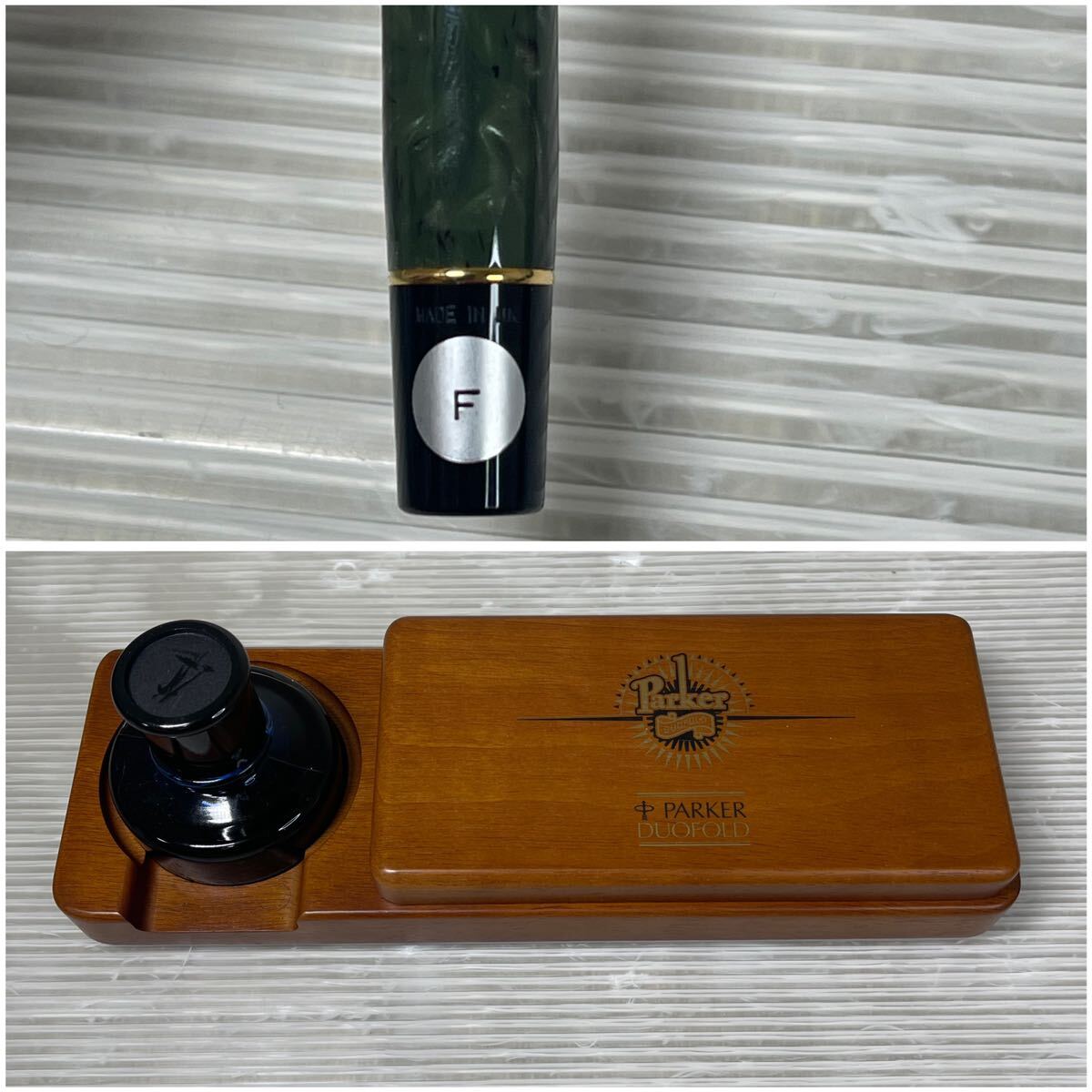 【極美品】PARKER パーカー 万年筆 DUOFOLD 18K 750 インク付き 箱付き 筆記用具 文房具 グリーン F_画像10