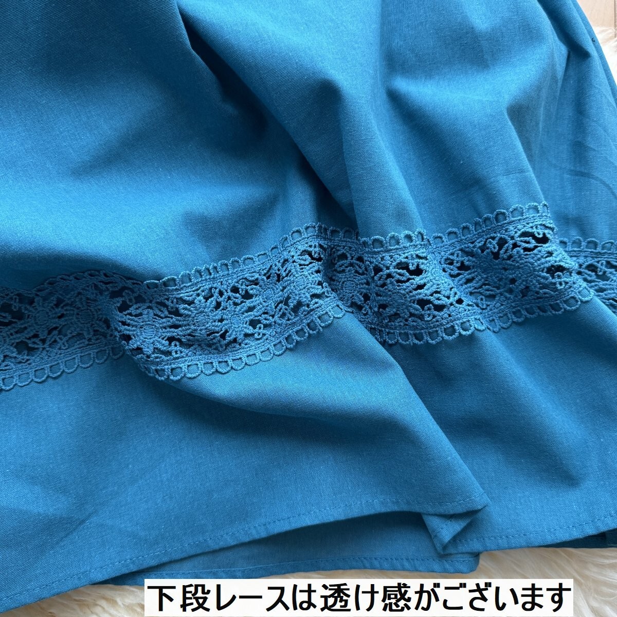 * стоимость доставки 185 иен * новый товар *M~L* взрослый натуральный * природа . текстура (ткани) * гонки дизайн * хлопок 100%* свободно туника One-piece *632 бирюзовый голубой 