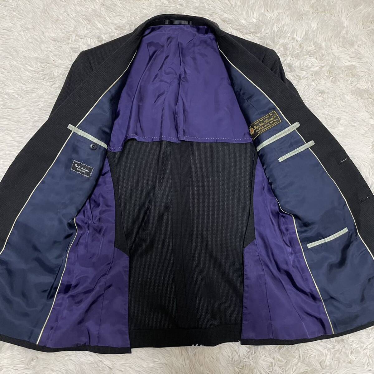  Loro Piana *Paul Smith Paul Smith Super130\'s suit setup dot Loro Piana lining purple black black wool jacket 