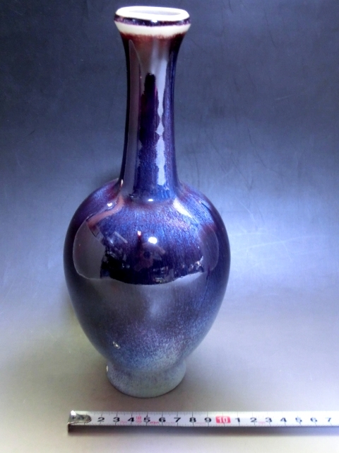 花瓶■鶴首 瑠璃釉花器 一輪挿し 置物 古美術 時代物 骨董品■