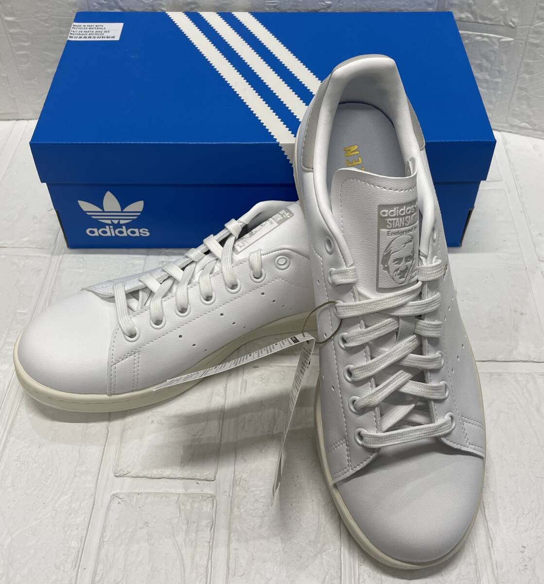 adidas STAN SMITH アディダス スタンスミス 27.5ｃｍ 白 ホワイト グレー スニーカー 靴 メンズ 注目 ９９円スタート_画像1