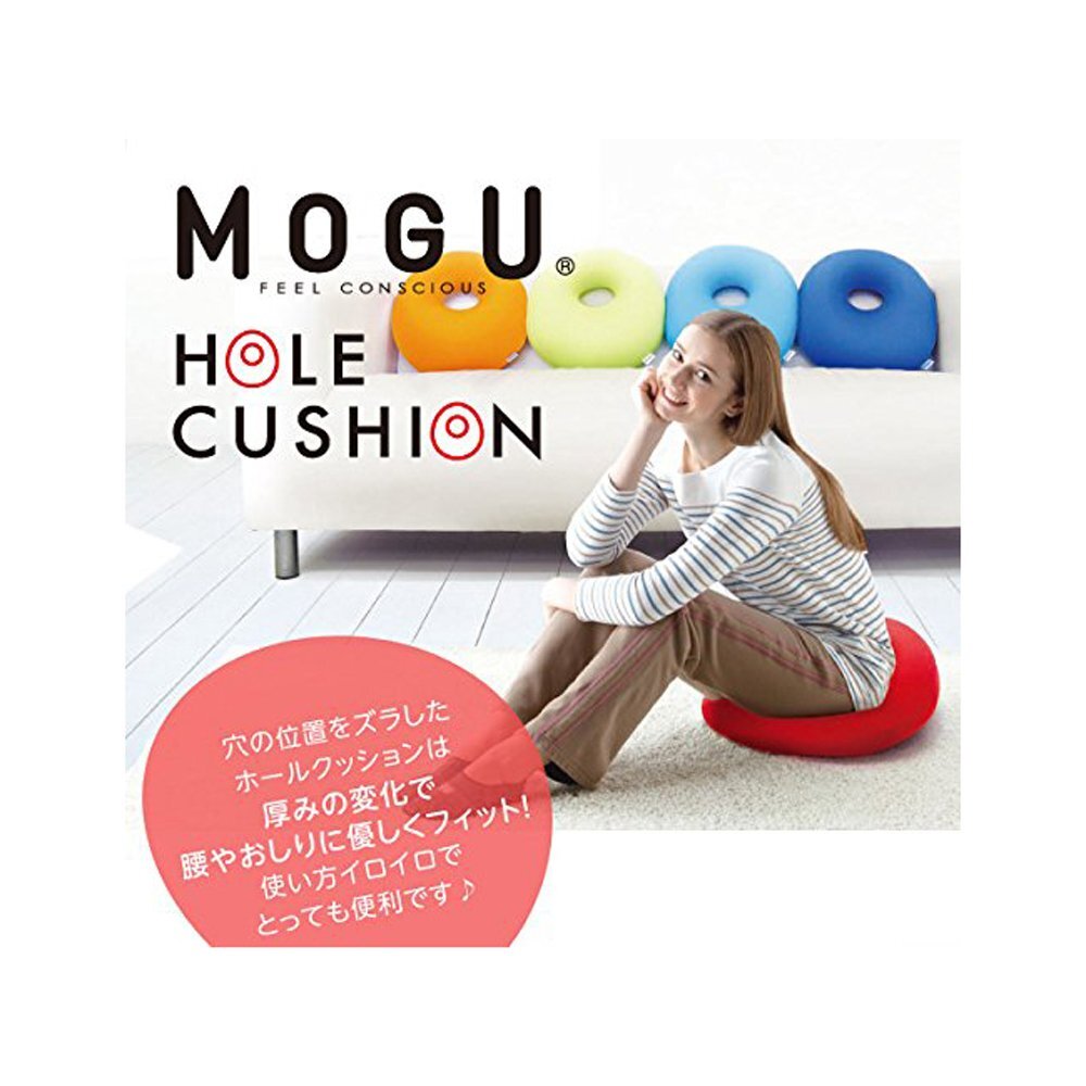 MOGU(モグ) ビーズクッション 黄緑 ライトグリーン ホールクッション (全長約36cm)_画像2