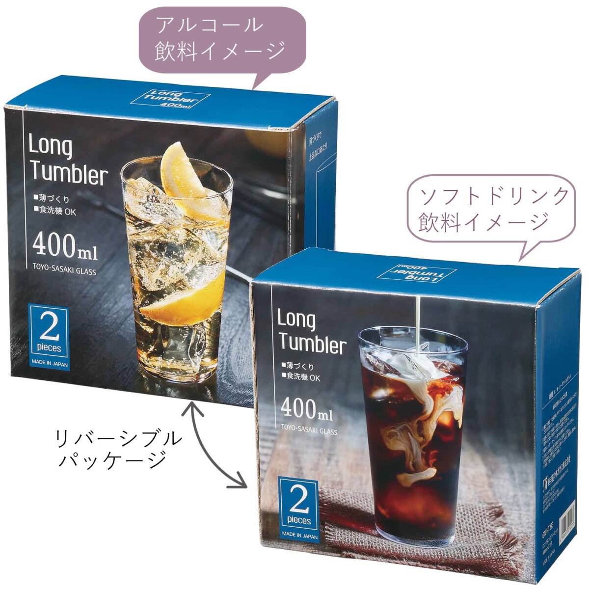 東洋佐々木ガラス タンブラーグラス 薄づくりグラスセット 400ml 2個セット 口当たりの良さと軽さが特徴グラス 日本製 食洗機対応 クリア_画像5