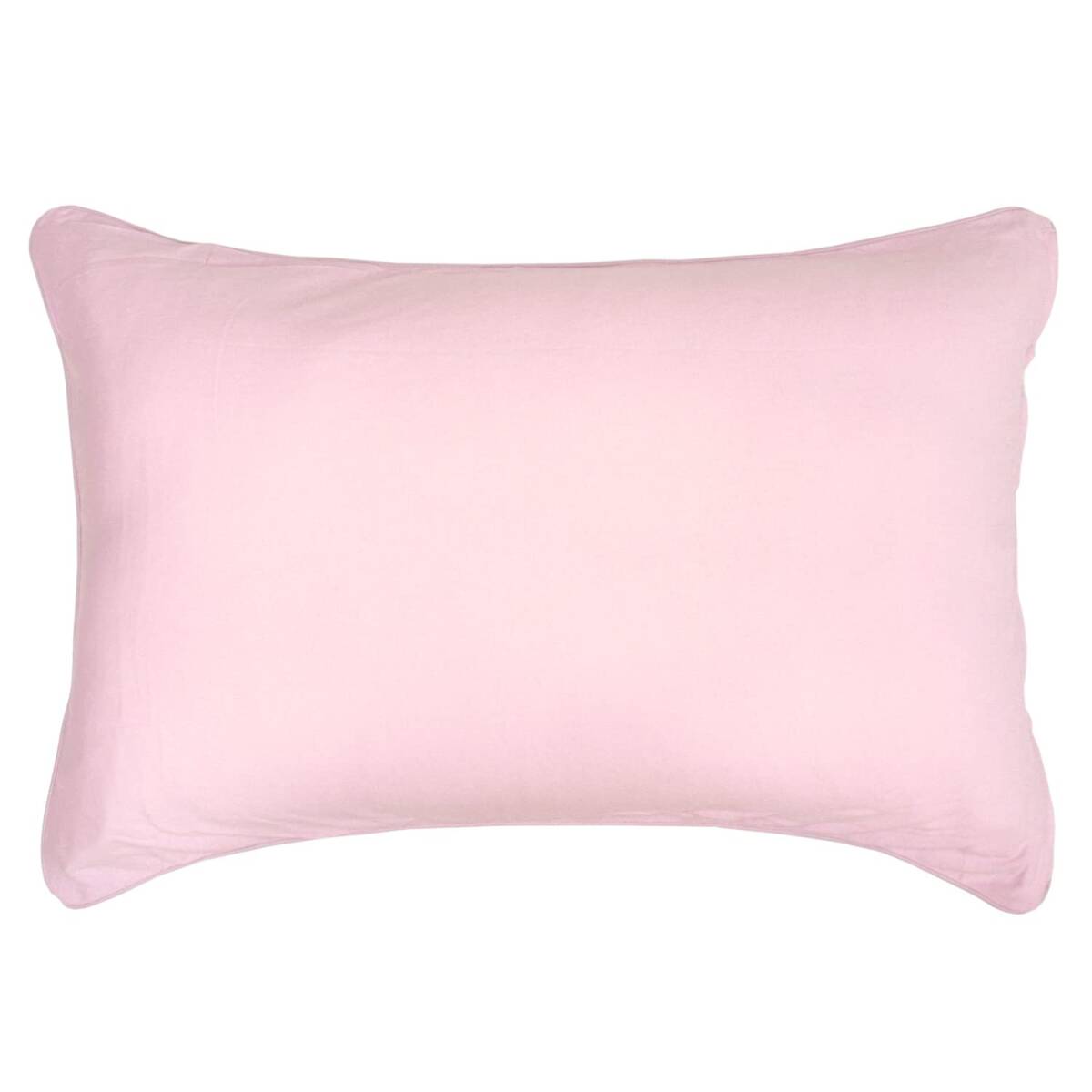 メリーナイト 枕カバー 無地カラー ピンク 約43×63cm ファスナー式 まくらが入れやすい 綿100% ニット素材 ピタッと装着 洗える オ_画像1