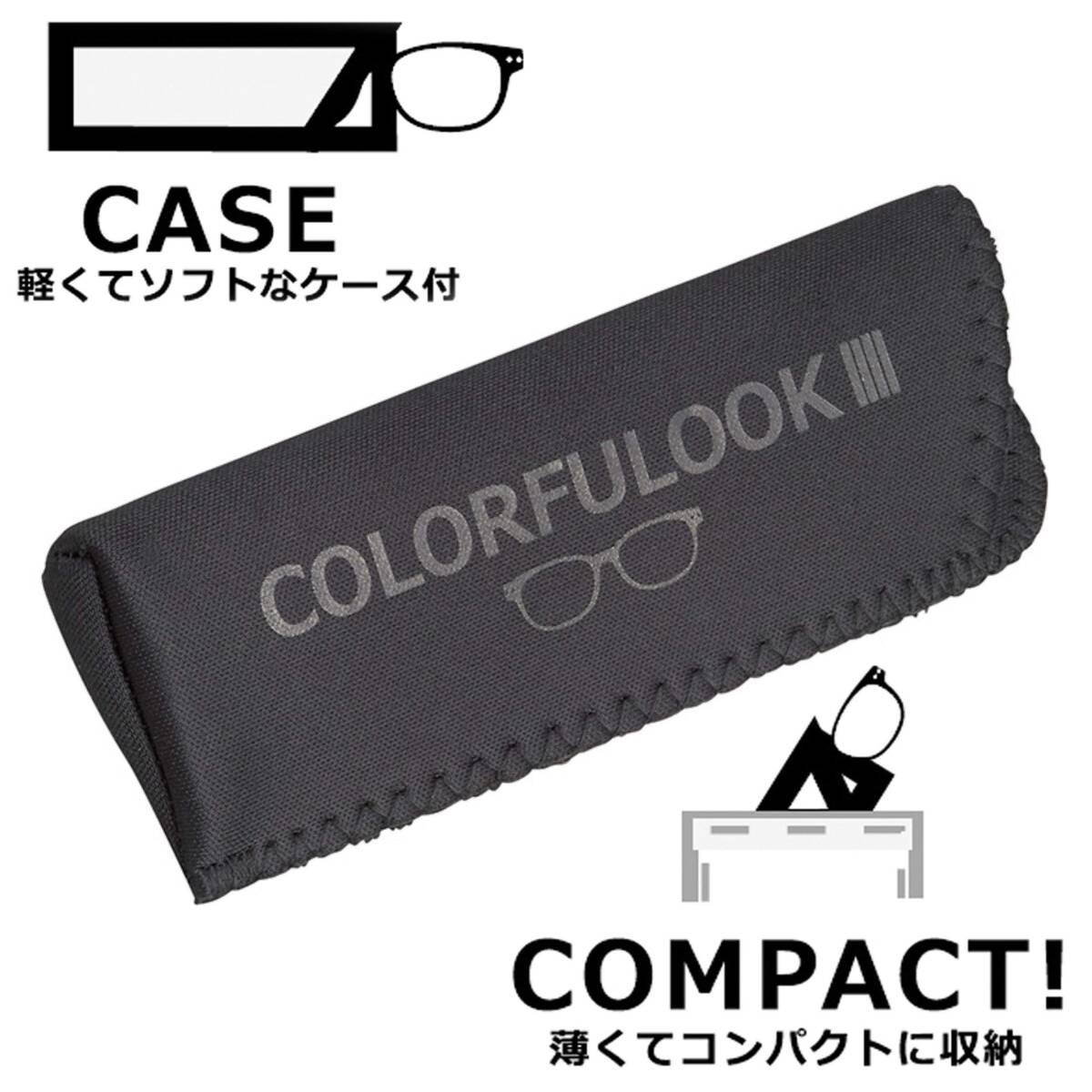 老眼鏡 ブルーライトカット 携帯 軽量 おしゃれ ボストン colorfulook ブラック*グレー 度数+1.00 (カラフルック 軽量 形状_画像2