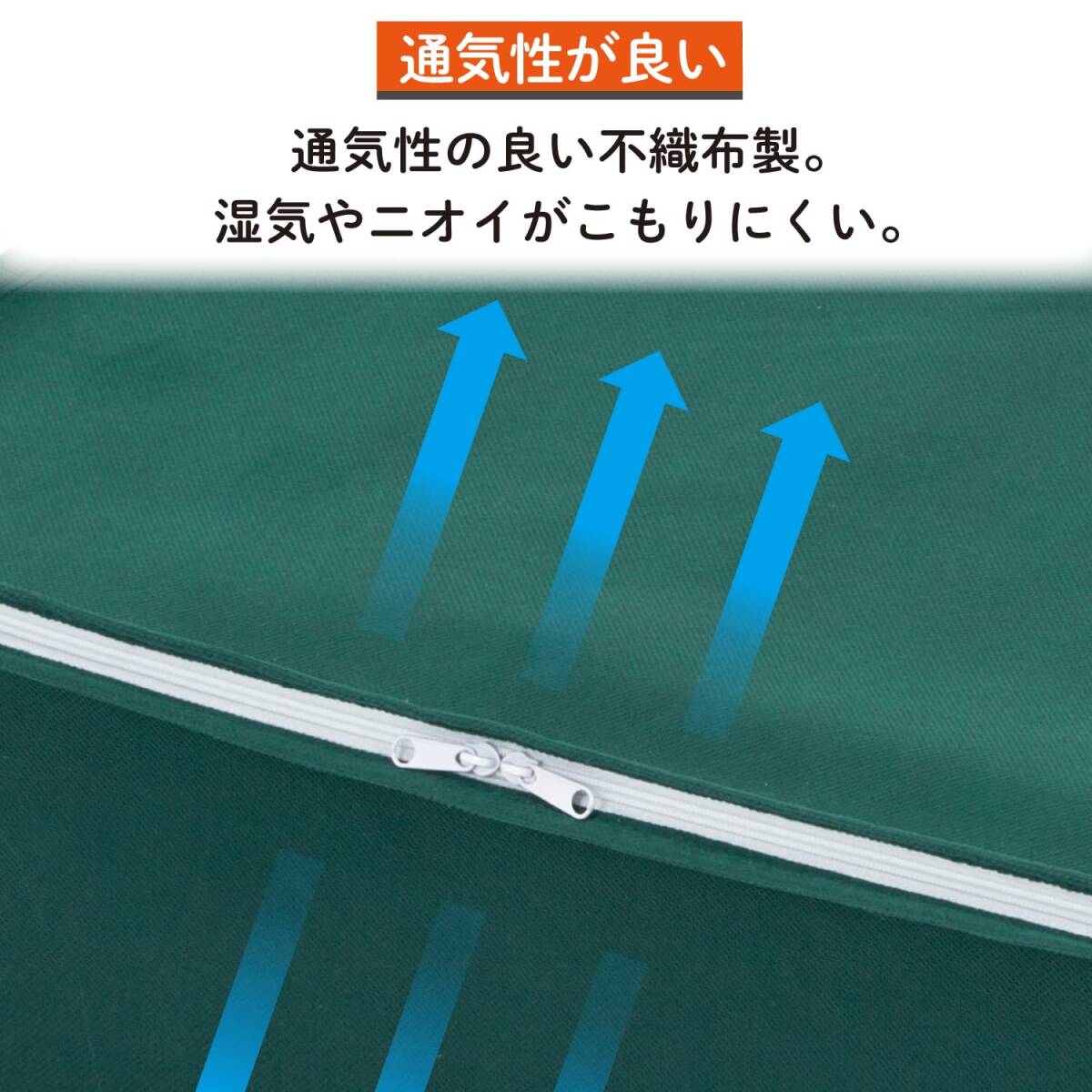 アストロ 収納ケース 毛布用 3枚組 グリーン 不織布 収納袋 三方開き 防塵 防湿 618-66_画像4