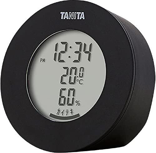 タニタ 温湿度計 時計 温度 湿度 デジタル 卓上 マグネット ブラック TT-585 BK_画像2