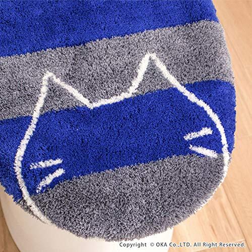 オカ うちねこ 洗浄暖房型専用 ロングサイズ トイレフタカバー 吸着シートタイプ (ブルー)_画像9