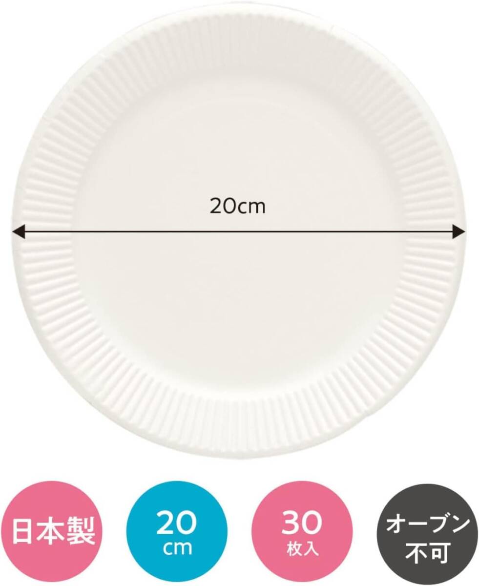 日本デキシー 紙皿 20cm 30枚入×10 使い捨て 日本製 エコノウエア KFL308EW_画像2