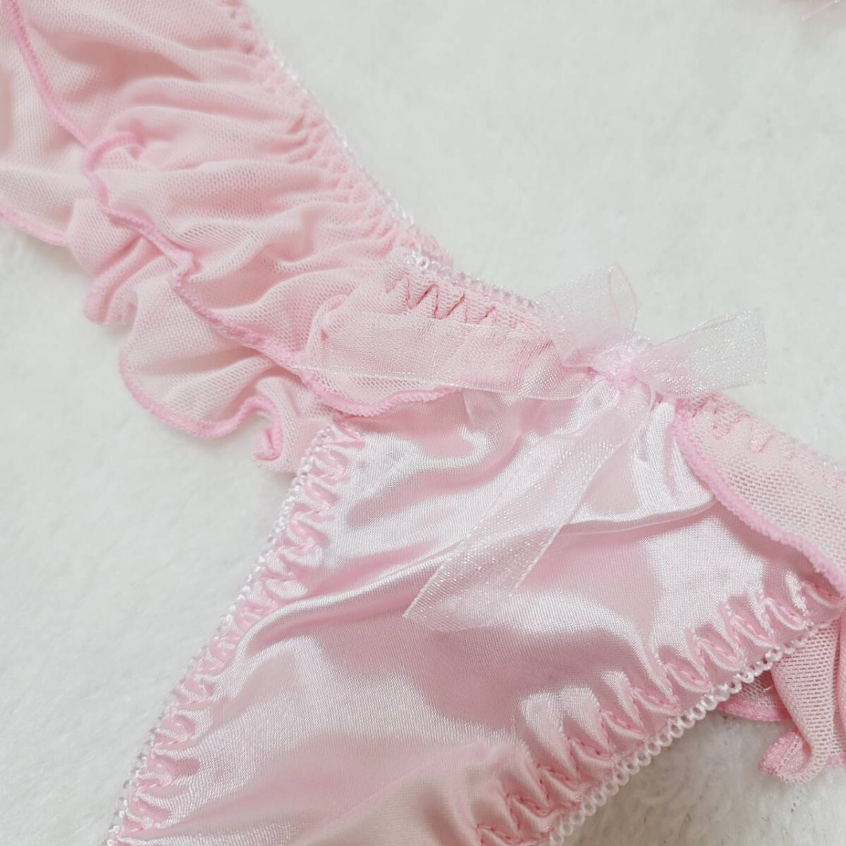 [ new goods unused ]bla shorts set * bra & T-back * sexy Ran Jerry *.. gloss lustre satin *roli possible love pink *chu-ru ribbon 
