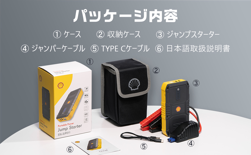 【新品・送料無料】Shell シェル ジャンプスターター 10000mAh ピーク電流800A _画像3