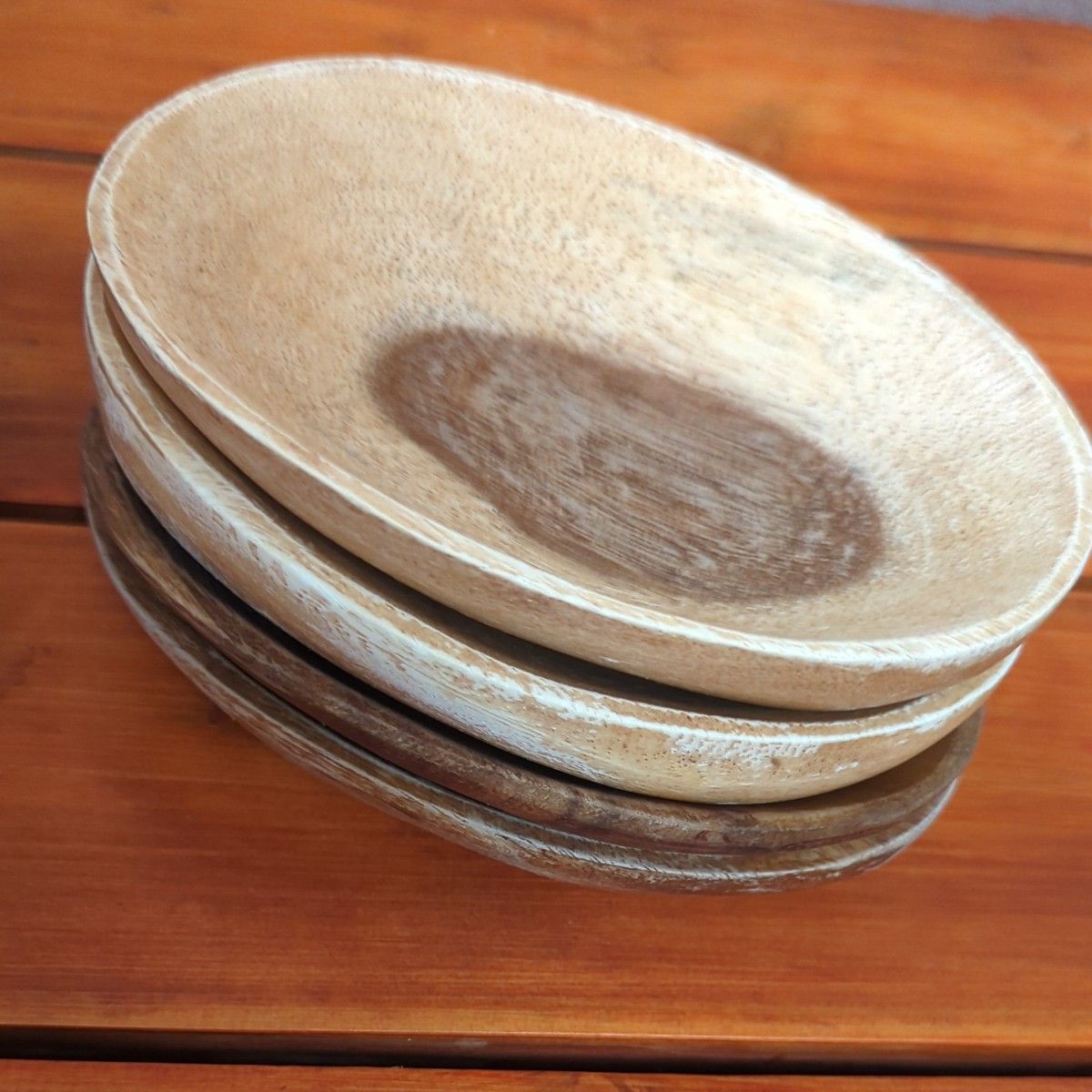 【木製取り皿 4枚セット】キャンプ  木製 取り皿  小皿  小物入れ 縦10.5センチ、横14.5センチ、高さ2センチ 